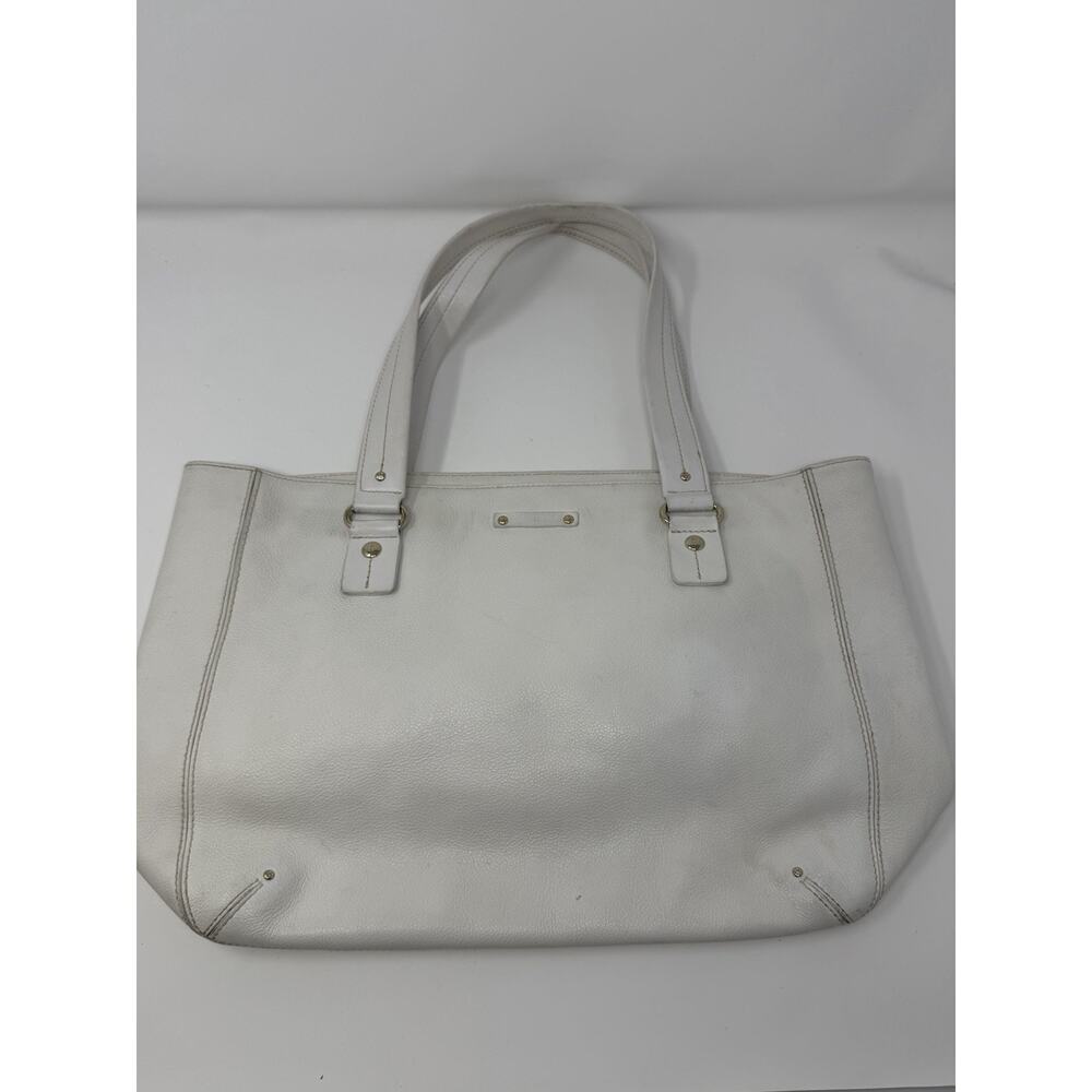 Kate Spade Vintage Pebble Leather Satchel Handbag Purse Tote White Ivory Y2K - Picture 1 of 13